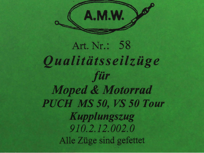 Kabel Puch MS50 / VS50 Tour koppelingskabel A.M.W.